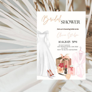 Elegant Wedding Dress Bridal Shower Party Invitation
