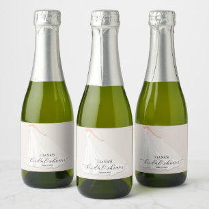 Elegant Wedding Dress Bridal Shower Taupe Mini Sparkling Wine Label