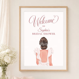 Elegant Wedding Dress Bridal Shower Welcome Poster