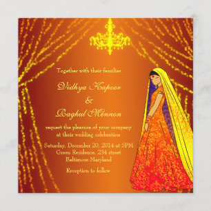 Elegant Wedding Dress Lights Chandelier Invitation