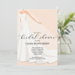 Elegant Wedding Dress Peach Bridal Shower Invitation