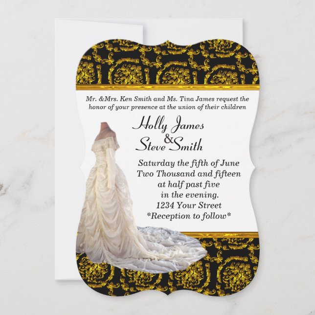 Elegant Wedding Dress Wedding Invitations (Front)