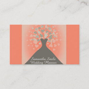 Elegant Wedding Dress with Hearts Wedding Planner  Business Card