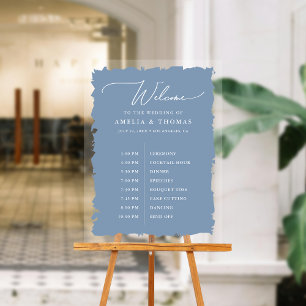 Elegant Wedding Dusty Blue Welcome and Timeline Acrylic Sign