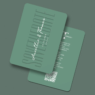 Elegant Wedding Dusty Teal Blue QR Modern  Save The Date