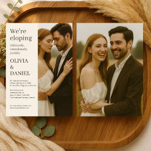 Elegant Wedding Elopement Minimalist Photo  Invitation