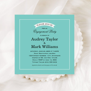Elegant Wedding Engagement Party Aqua Blue Black Invitation