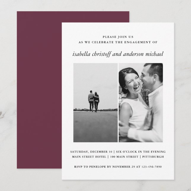 Elegant Wedding Engagement Photo Invitation (Front/Back)