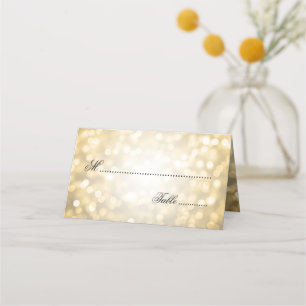 Elegant Wedding Escort Card Gold Bokeh Lights