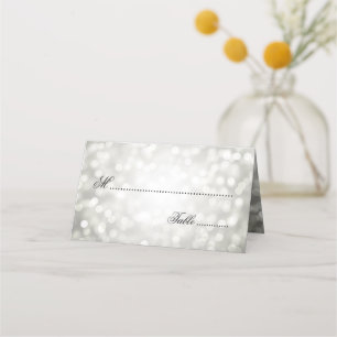 Elegant Wedding Escort Card Silver Bokeh Lights