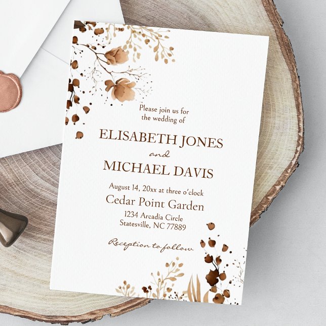 Elegant Wedding Fall | Autumn Floral Invitation (Rustic floral wedding invitation: Embrace the boho vibe and celebrate your special day with flair.)