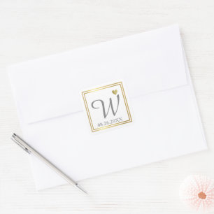 Elegant Wedding Family Initial Love Monogram  Square Sticker