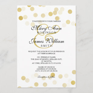 Elegant Wedding Faux Gold Foil Glitter Lights Invitation