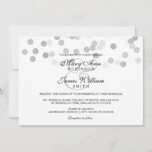 Elegant Wedding Faux Silver Foil Glitter Lights Invitation