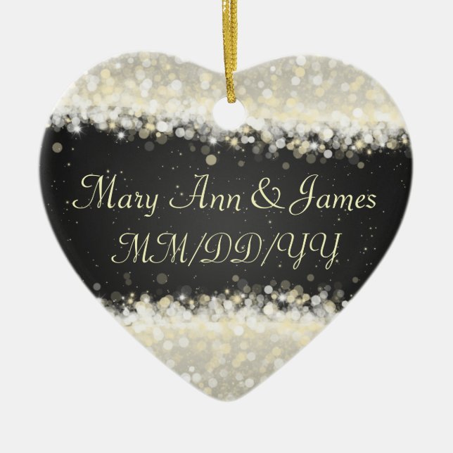 Elegant Wedding Favour Dazzling Sparkles Black Ceramic Tree Decoration (Front)