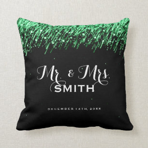 Elegant Wedding Favour Falling Stars Emerald Green Cushion