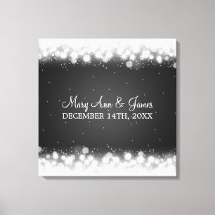 Elegant Wedding Favour Magic Sparkle Black Canvas Print