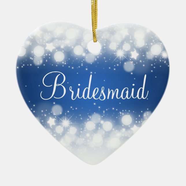 Elegant Wedding Favour  Magic Sparkle Blue Ceramic Tree Decoration (Front)