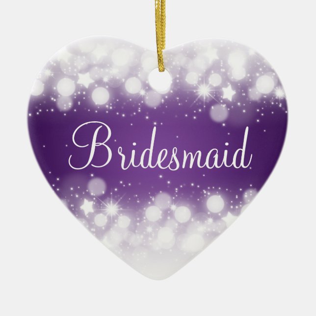 Elegant Wedding Favour  Magic Sparkle Purple Ceramic Tree Decoration (Front)