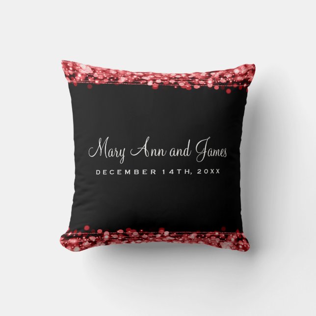 Elegant Wedding Favour Party Sparkles Red Cushion (Front)