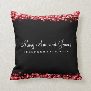 Elegant Wedding Favour Party Sparkles Red Cushion