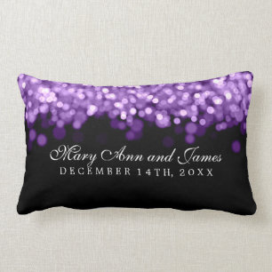 Elegant Wedding Favour Purple Lights Lumbar Cushion