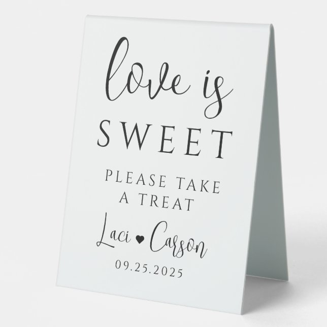 Elegant Wedding Favour Sign – “Love is Sweet" (Front)