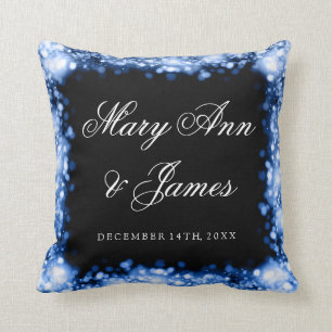 Elegant Wedding Favour Sparkling Lights Sapphire Cushion