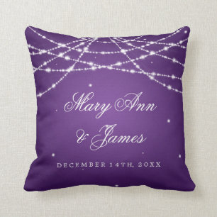 Elegant Wedding Favour Sparkling String Purple Cushion