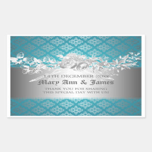 Elegant Wedding Favour Tag Baroque Flourish Blue