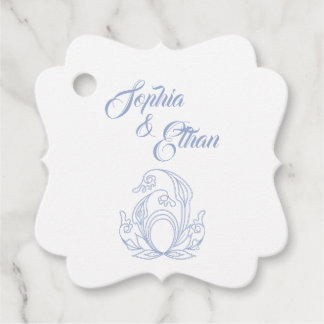 Elegant Wedding Favour Tag – Blue Rose Filigree
