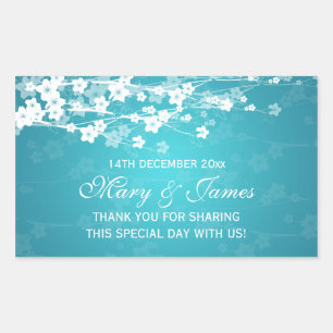 Elegant Wedding Favour Tag Cherry Blossom Blue