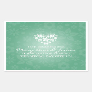 Elegant Wedding Favour Tag Flowery Heart Mint Gree