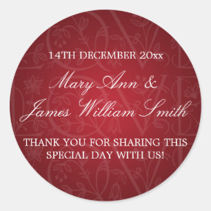 Elegant Wedding Favour Tag Love Flourish Red