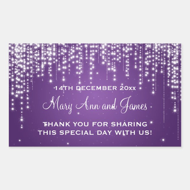 Elegant Wedding Favour Tag Night Dazzle Purple (Front)