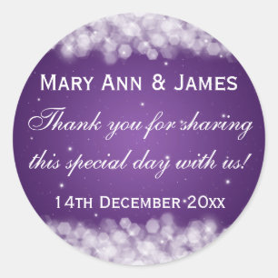 Elegant Wedding Favour Tag Party Sparkle Purple