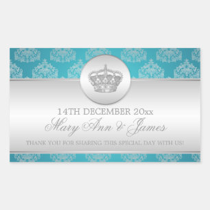 Elegant Wedding Favour Tag Royal Crown Blue