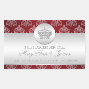 Elegant Wedding Favour Tag Royal Crown Red