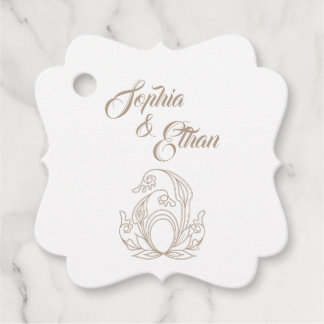 Elegant Wedding Favour Tag – Sand Rose Filigree