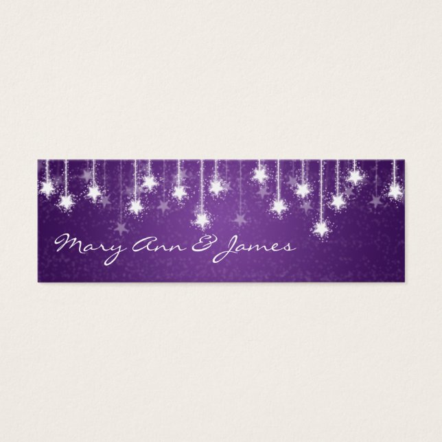Elegant Wedding Favour Tag Shimmering Stars Purple (Front)