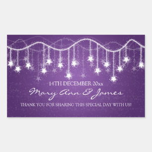 Elegant Wedding Favour Tag Shimmering Stars Purple
