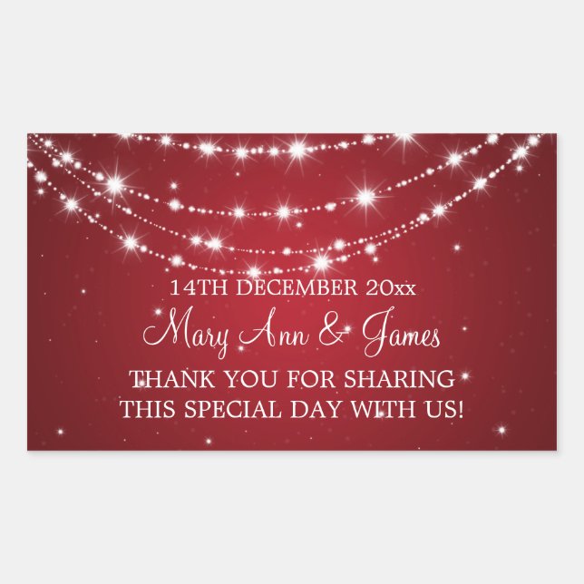 Elegant Wedding Favour Tag Sparkling Chain Red (Front)