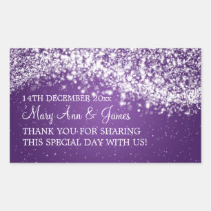 Elegant Wedding Favour Tag Sparkling Wave Purple