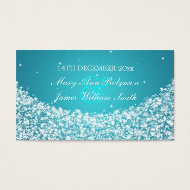 Elegant Wedding Favour Tag Star Sparkle Blue (Front)