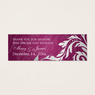 Elegant Wedding Favour Tag Swirly Flourish Plum