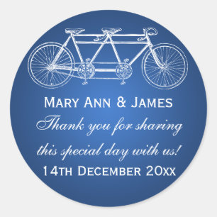 Elegant Wedding Favour Tag Tandem Bike Blue