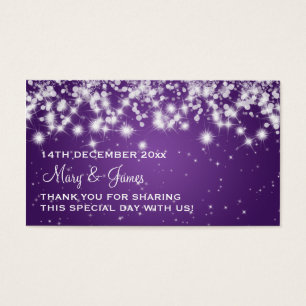 Elegant Wedding Favour Tag Winter Sparkle Purple