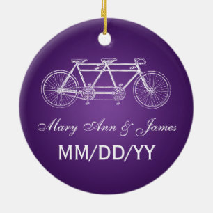 Elegant Wedding Favour Tandem Bike Purple Ceramic Tree Decoration