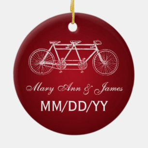 Elegant Wedding Favour Tandem Bike Red Ceramic Tree Decoration