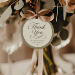 Elegant Wedding Favour Thank You Gift Tag<br><div class="desc">Thank your guests in style with this elegant wedding favour thank you gift tag. Featuring graceful script typography and a timeless minimalist design, this tag adds a refined finishing touch to wedding favours, gift bags, or keepsakes. Perfect for romantic, classic, and garden wedding themes, this favour tag is a beautiful...</div>